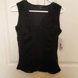 Black lace sleeveless blouse